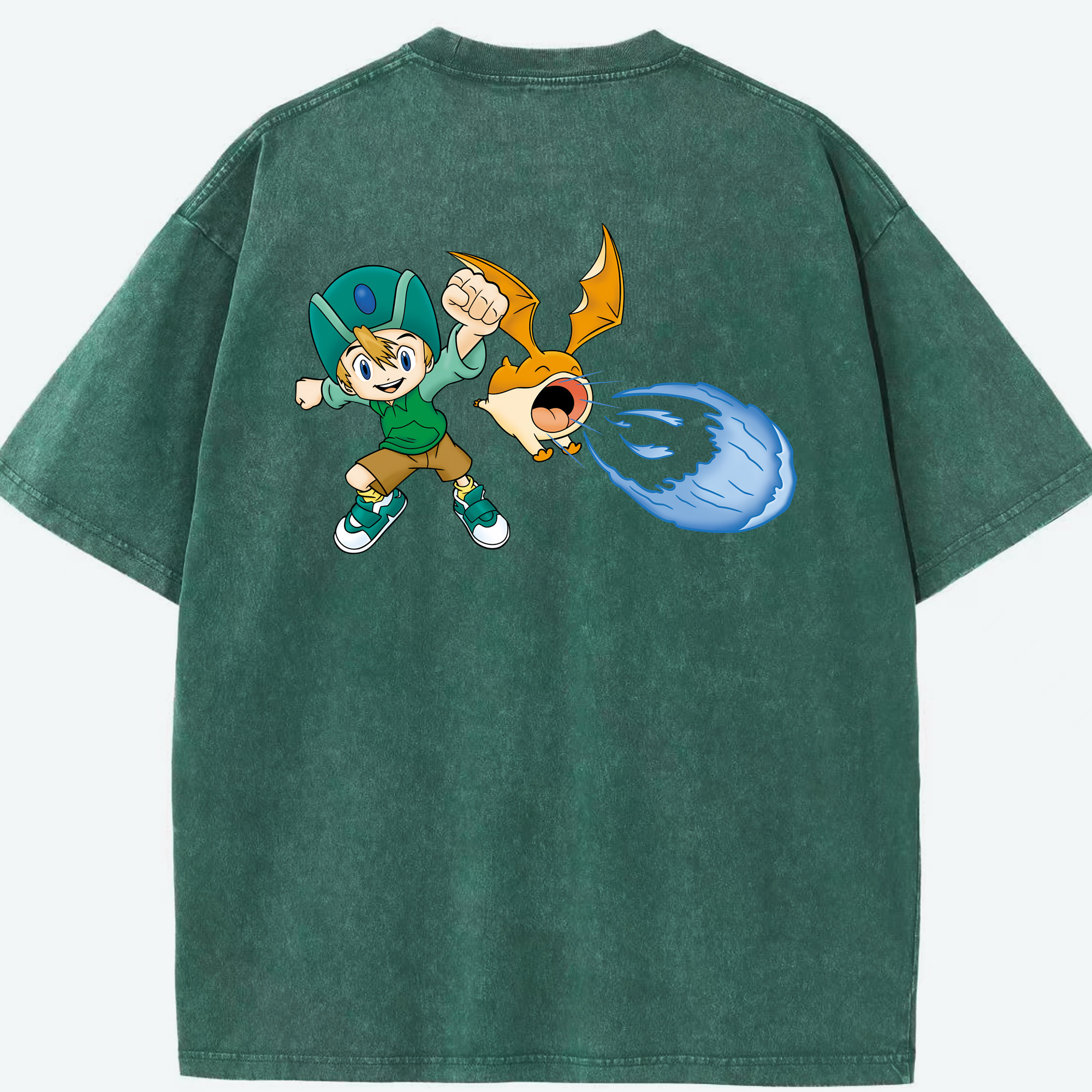 （画像用） Digimon デジタルモンスター/デジモン 綿100% ヴィンテージ風 半袖Tシャツ（背面プリント）